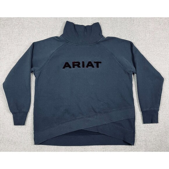 Ariat Tops - Ariat REAL Sweatshirt Crossover Women's Large Gray Raised Felt Logo Mock Neck
